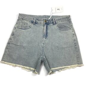 Jasambac High Rise Distressed Stretchy Denim Jean Shorts Large NEW!